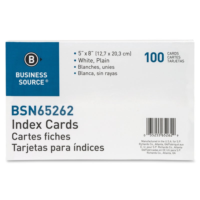 Business Source بطاقات فهرسة بيضاء بسيطة من بيزنس سورس، 5 × 8 - Image 2